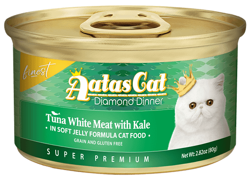 Aatas Cat Finest Diamond Dinner Tuna White Meat with Kale in Soft Jelly 80g