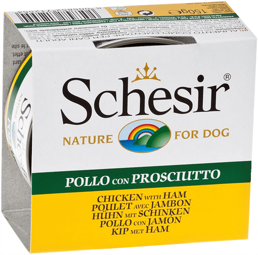 Schesir Dog Can in Chicken Fillets with Ham Wet Dog Food 150g