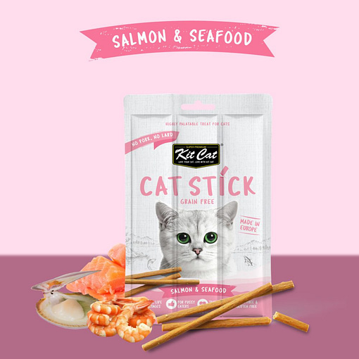 Kit Cat Grain Free Cat Stick - Salmon & Seafood