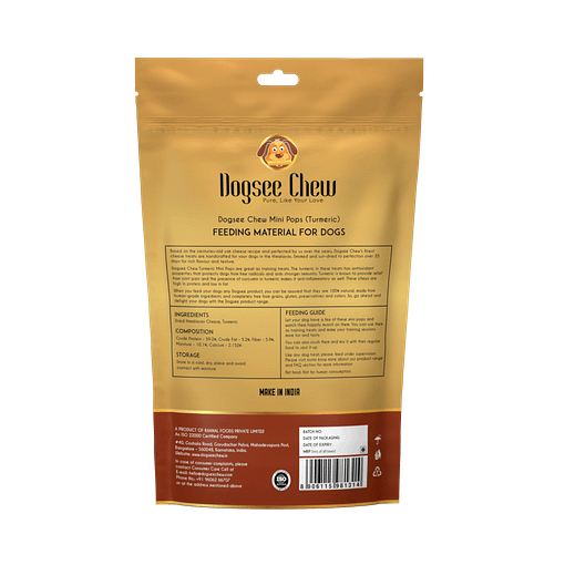 Dogsee Chew Turmeric Mini Pops: Mini bite-sized Dog Training Treats 70g