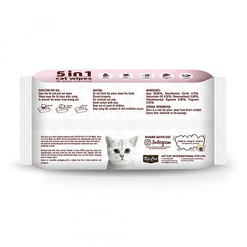 Kit Cat 5 in 1 Cat Wipes 80pcs (Coconut)