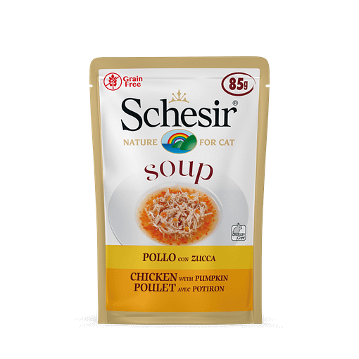 Schesir Cat Pouches in Soup With Chicken with Pumpkin Wet Cat Food 85g