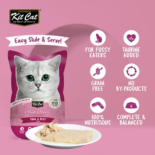 Kit Cat Petite Pouch Tuna & Beef Wet Cat Food