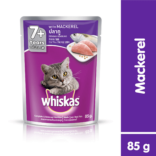 Whiskas Pouch Cat Food Wet Food Senior Mackerel 85g