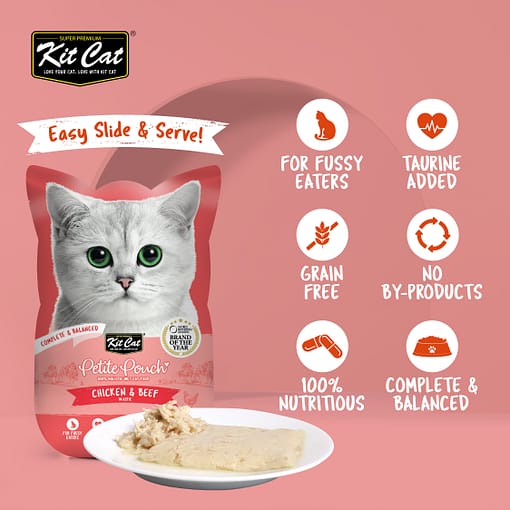 Kit Cat Petite Pouch Chicken & Beef Wet Cat Food