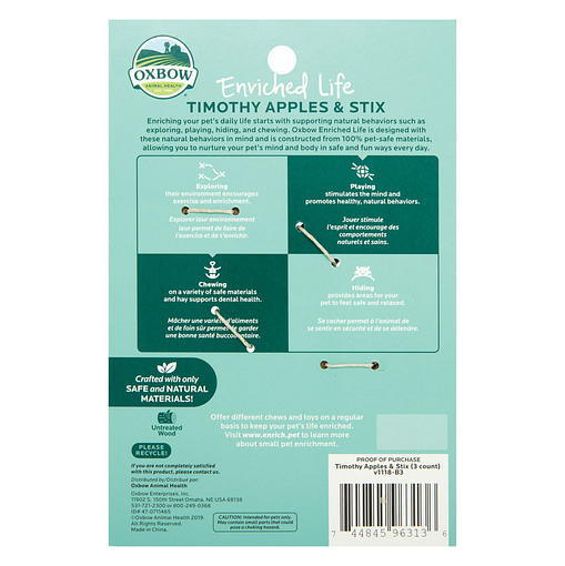 Oxbow Enriched Life - Timothy Apples & Stix Toy for Small Animals