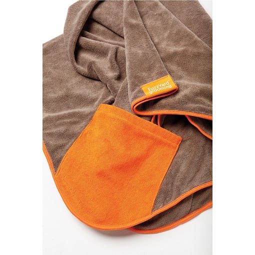 FuzzYard Brown With Orange Trim Microfibre Drying Towel