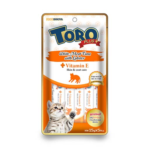 Toro Plus White Meat Tuna With Lobster and Vitamin E for Skin and Coat for Cats 15g x 5pcs