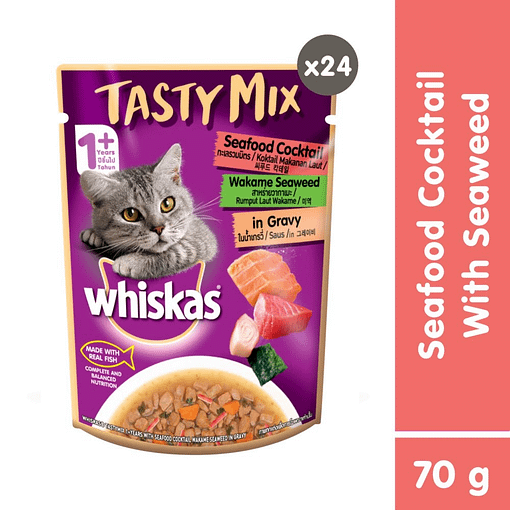 Whiskas Pouch TastyMix Seafood Cocktail with Seaweed 70g