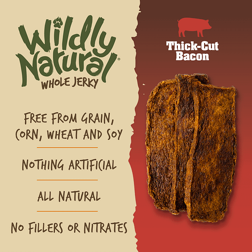 Fruitable Wildy Natural Whole Jerky Thick Cut Bacon Dog Treats 5oz