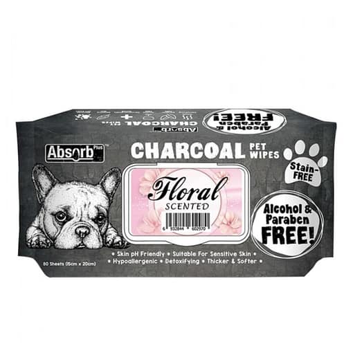 Absorb Plus Charcoal Pet Wipes 80pcs