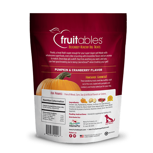 Fruitables Pumpkin & Cranberry Dog Treat 7oz