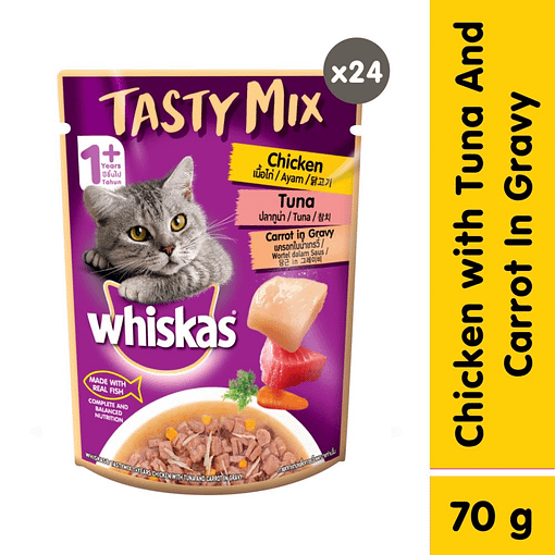 Whiskas Pouch TastyMix Chicken with Tuna & Carrot 70g