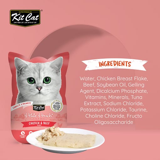 Kit Cat Petite Pouch Chicken & Beef Wet Cat Food