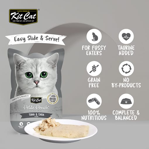 Kit Cat Petite Pouch Tuna & Saba Wet Cat Food