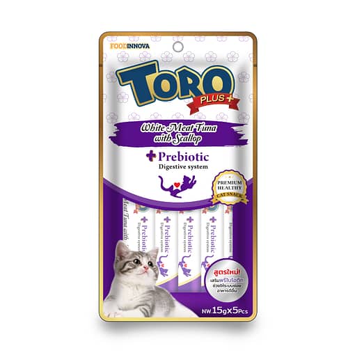 Toro Plus White Meat Tuna With Scallop and Prebiotic for Healthy Digestive System for Cats 15g x 5pcs