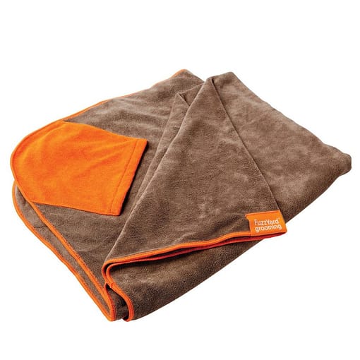 FuzzYard Brown With Orange Trim Microfibre Drying Towel