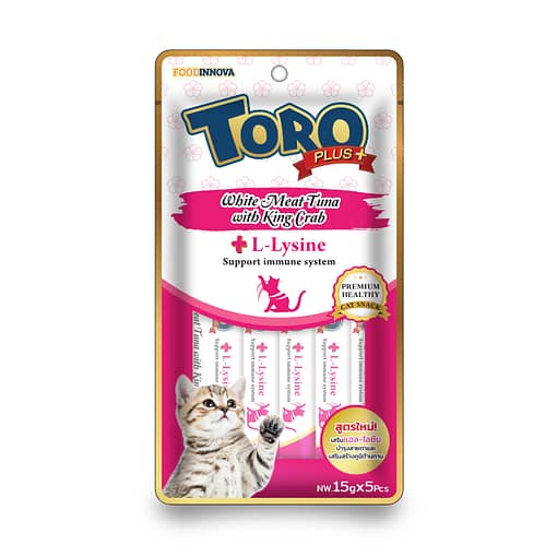 Toro Plus White Meat Tuna With King Crab and L-Lysine to Support Immune System for Cats 15g x 5pcs