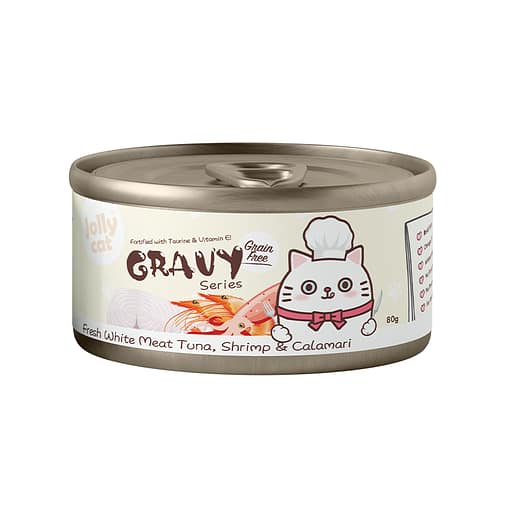 Jollycat Fresh White Meat Tuna & Shrimp & Calamari in Gravy Canned Food for Cats 80g