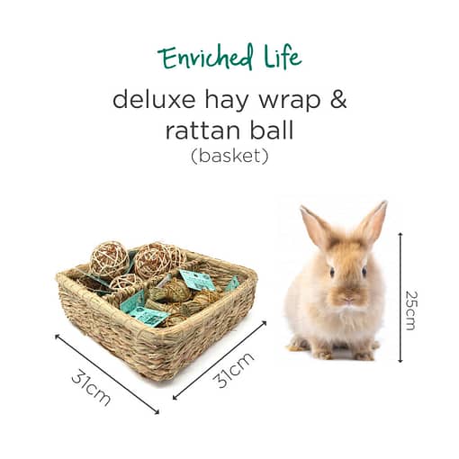 Oxbow Enriched Life - Deluxe Hay Wrap & Rattan Ball Basket for Small Animals