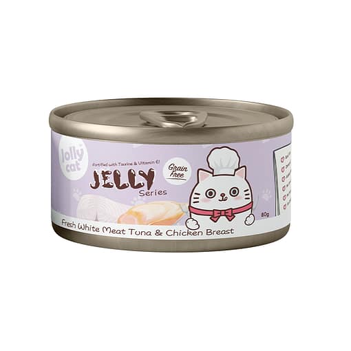 Jollycat Premium White Meat Tuna & Chicken in Jelly Canned Food for Cats 80g