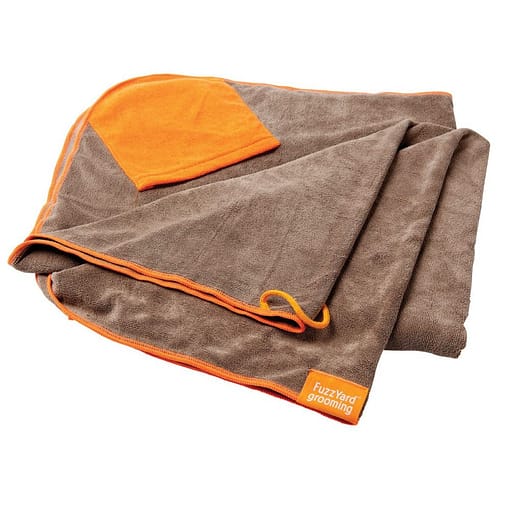 FuzzYard Brown With Orange Trim Microfibre Drying Towel